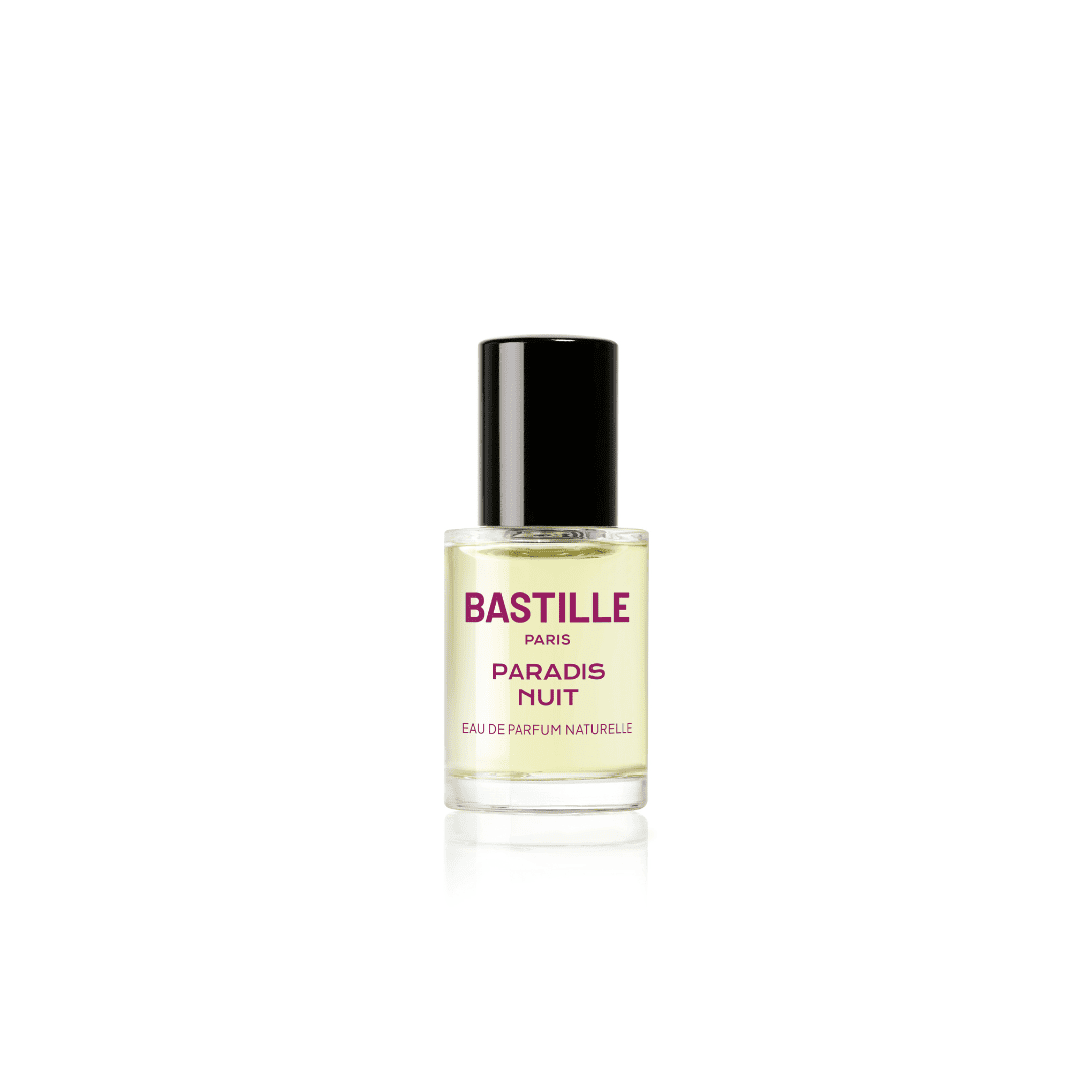 Paradis Nuit Bastille Paris presented in 15 ml is a unique parfum with a floral heart wrapped in sandalwood and bitter cocoa warmth