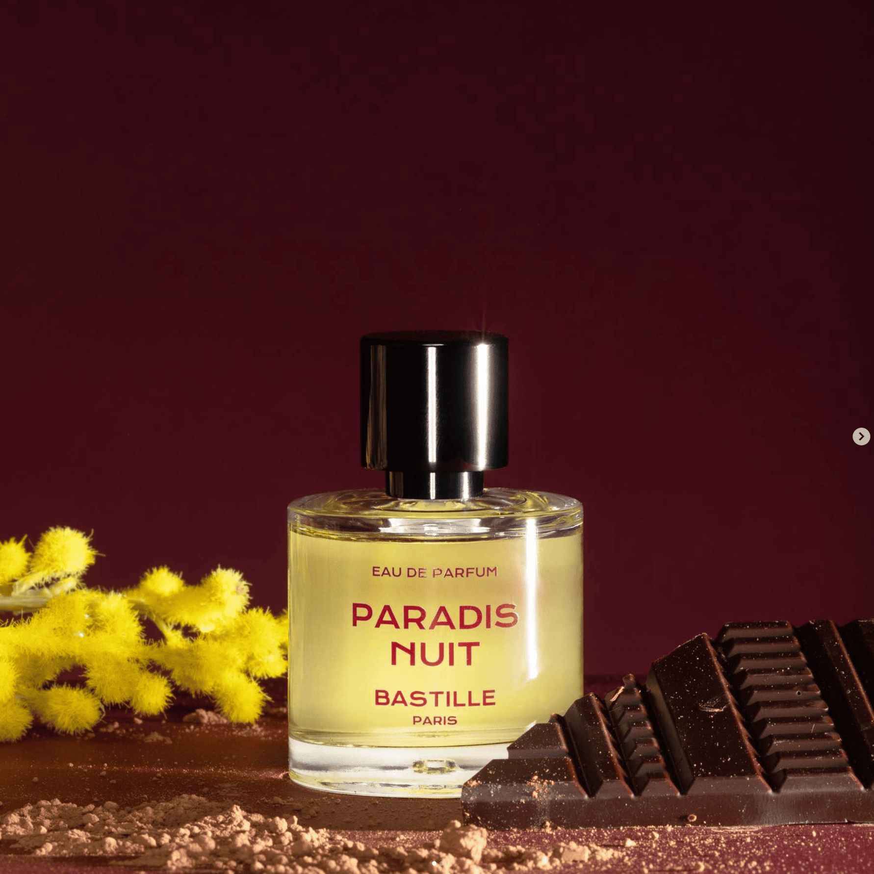 Paradis Nuit Bastille 50ml is a parfum where exotic florality meets sandalwood and addictive bitter cocoa warmth