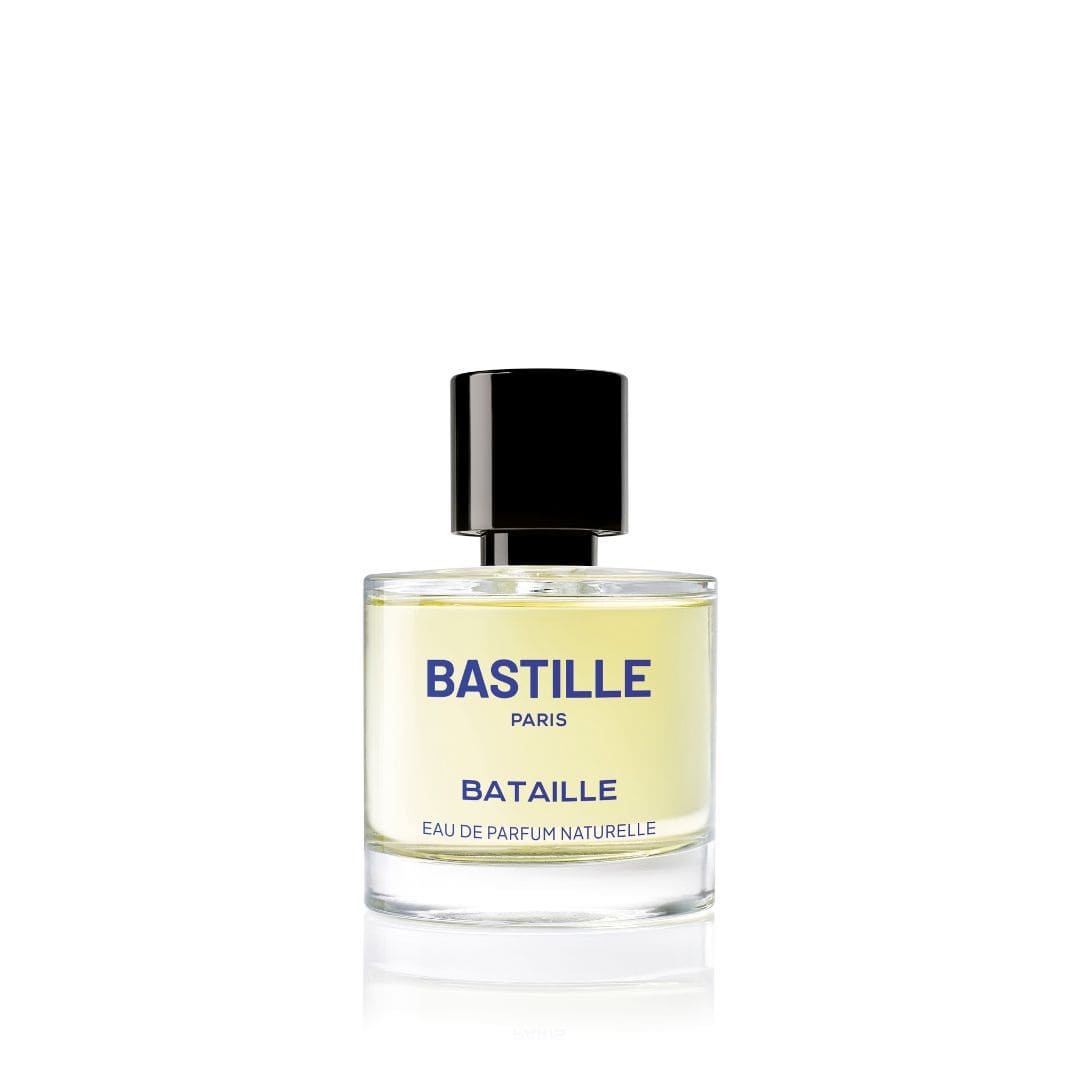 Bataille Bastille perfume is a unisex scent featuring pink pepper, patchouli, and warm spices in 50 ml