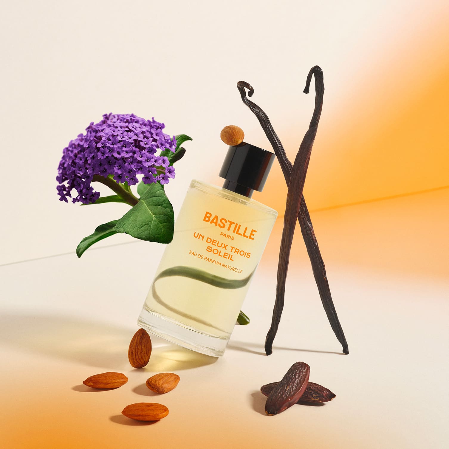 Bastille’s Un Deux Trois Soleil Eau de Parfum 100ml is a creamy, comforting scent with almond and soft incense warmth