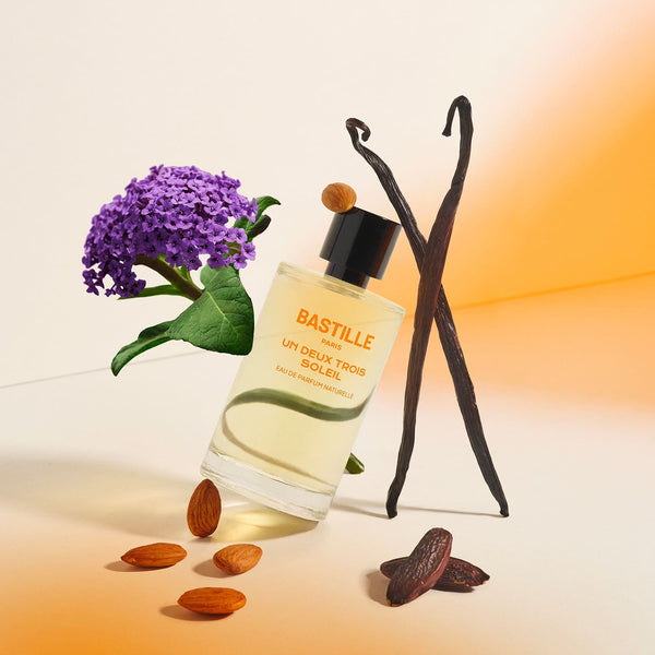 Bastille’s Un Deux Trois Soleil Eau de Parfum 100ml is a creamy, comforting scent with almond and soft incense warmth