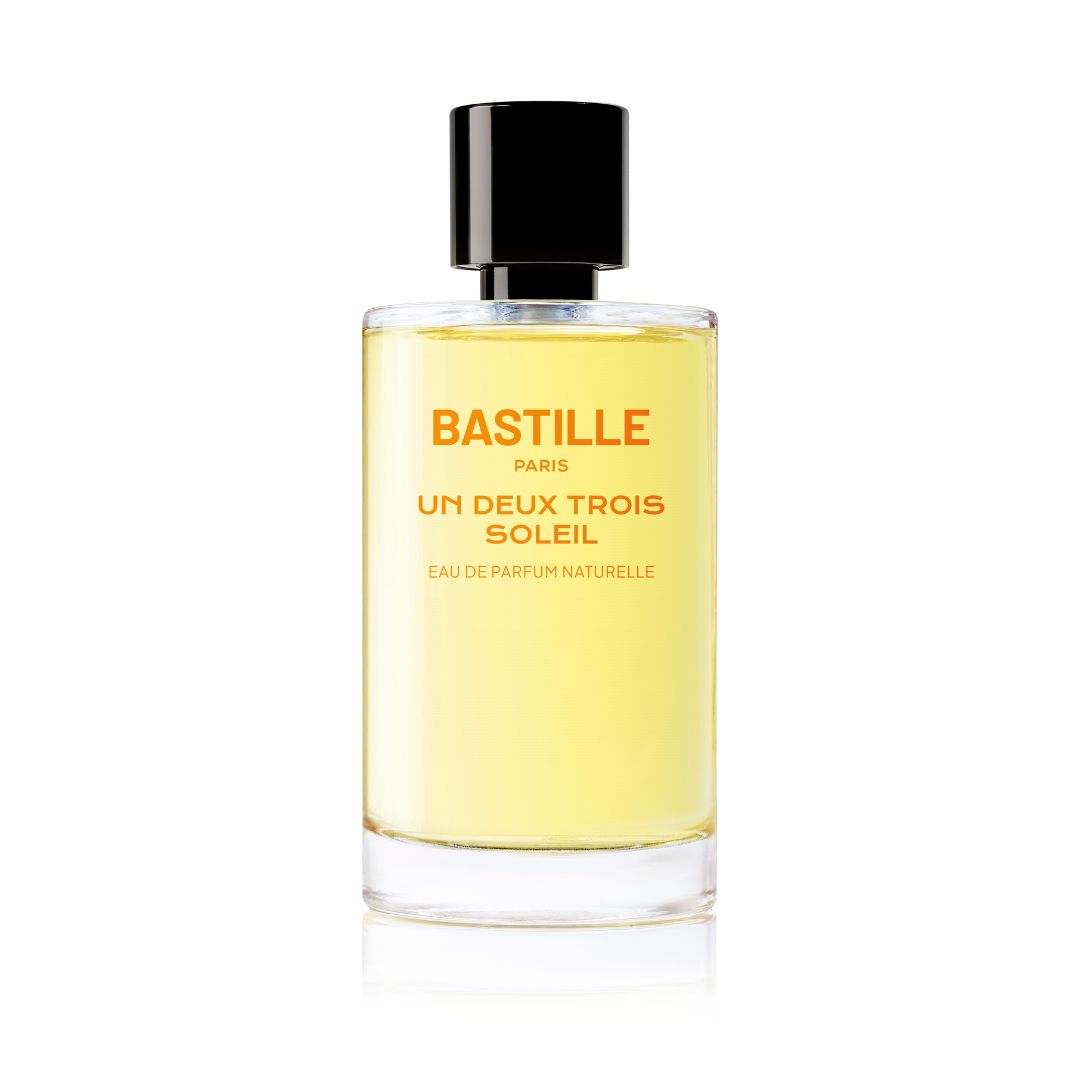 Bastille Un Deux Trois Soleil Eau de Parfum blends almond, vanilla, and incense in a pleasant unisex fragrance presented in 100 ml