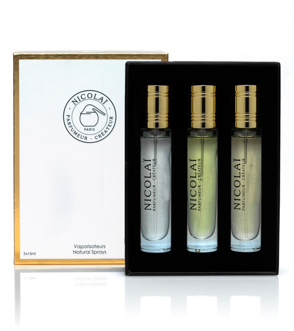 Coffret Eaux Fraîches de Nicolaï 3x15ML offers a citrus gourmand fragrance with a really elegant grapefruit touch
